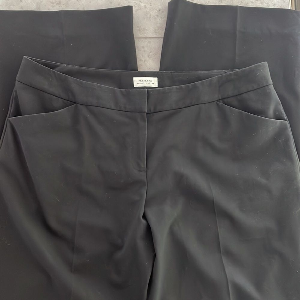 TAHARI Arthur S Levine Women’s black‎ wide leg dress pants with pockets size 16